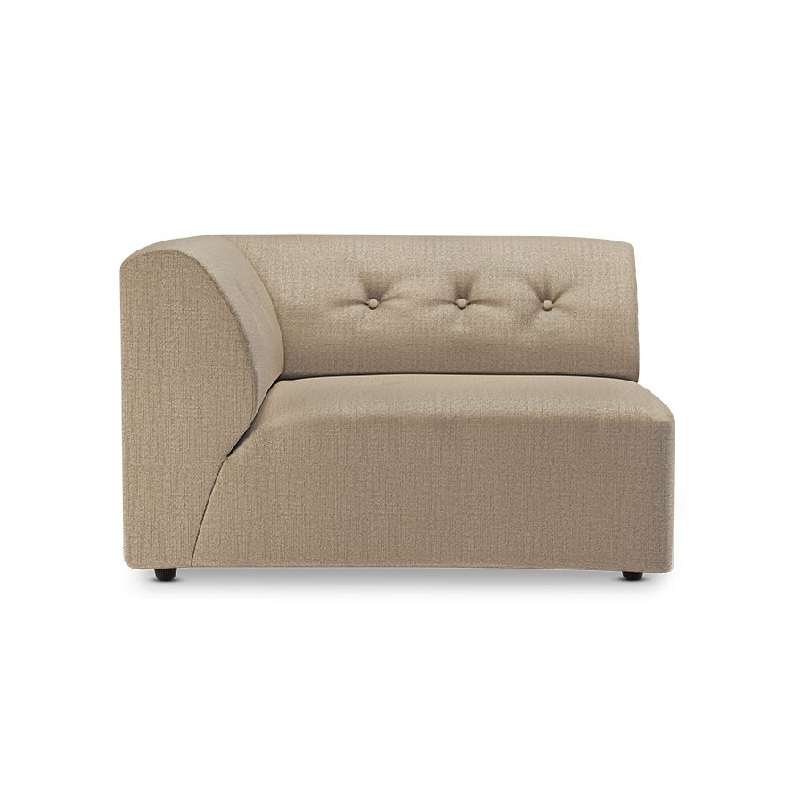 Vint couch: element left 1,5-seat, pure, earth