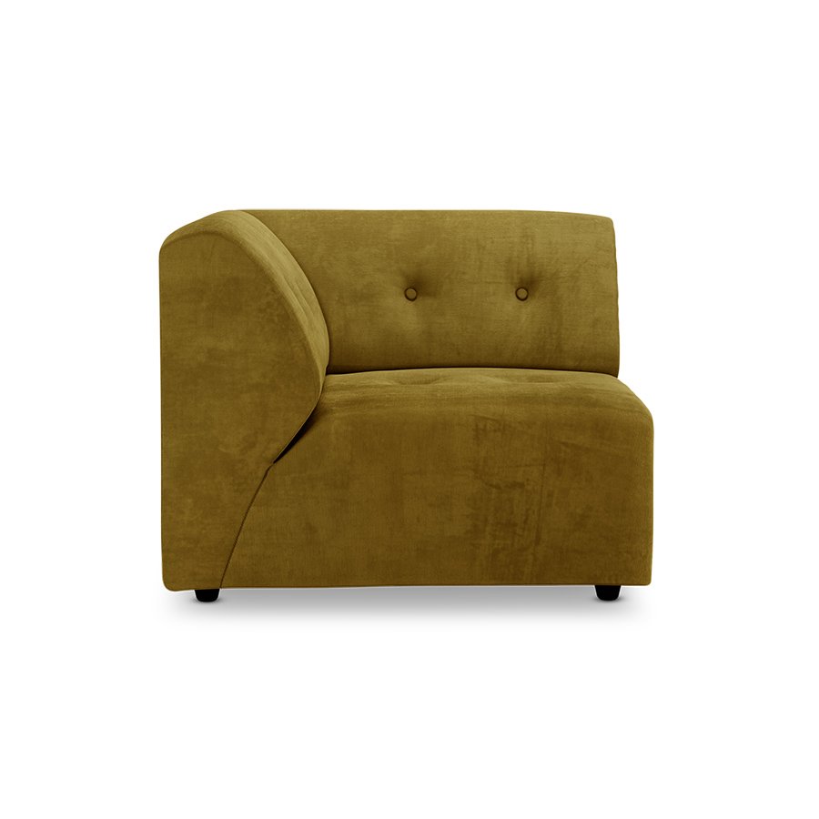 Vint couch: element left, royal velvet, olive