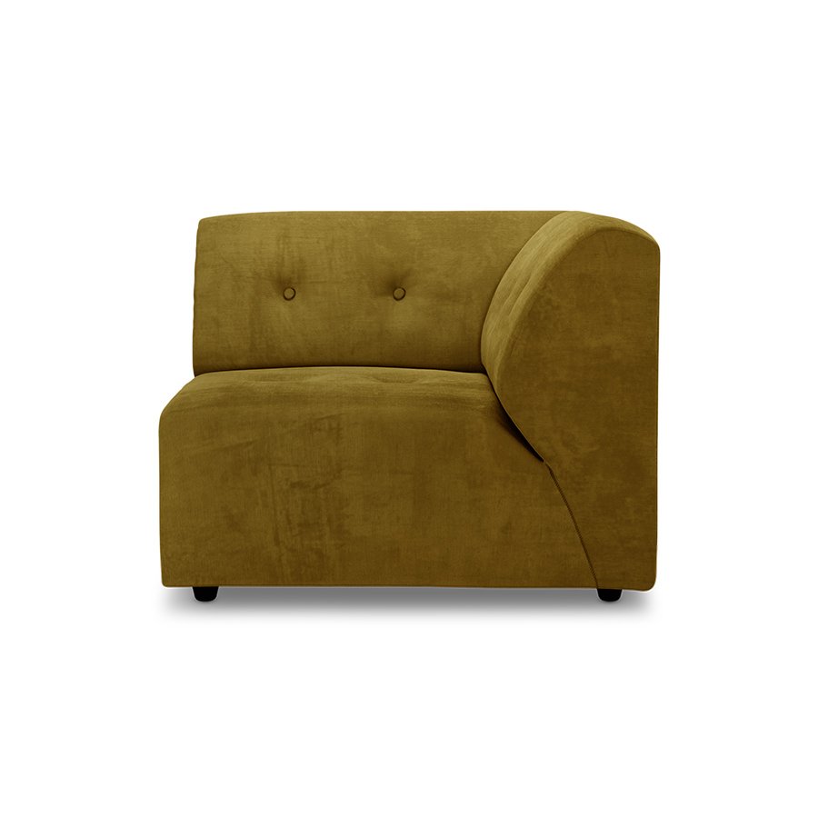 Vint couch: element right, royal velvet, olive