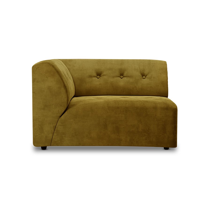 Vint couch: element left 1,5-seat, royal velvet, olive