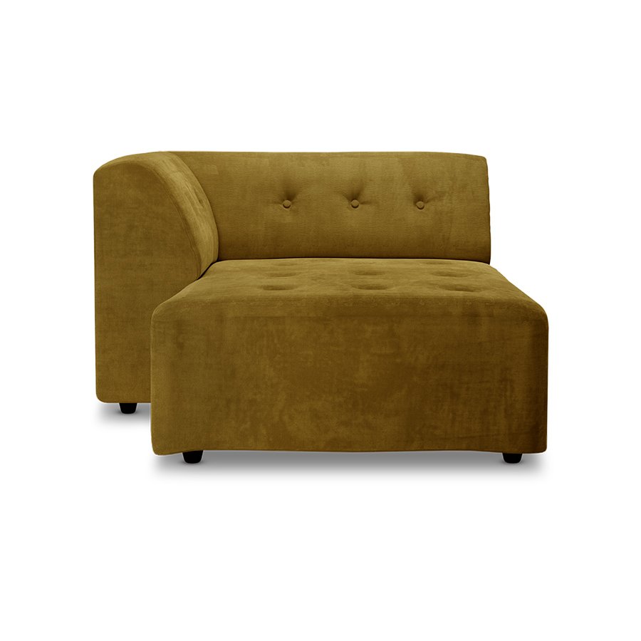 Vint couch: element left divan, royal velvet, olive