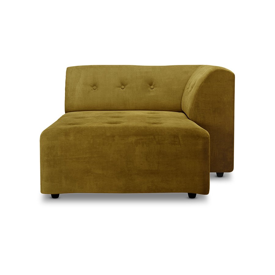 Vint couch: element right divan, royal velvet, olive