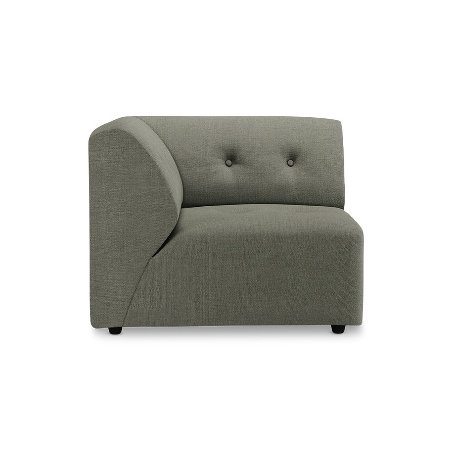 Vint couch: element left, linen, army green
