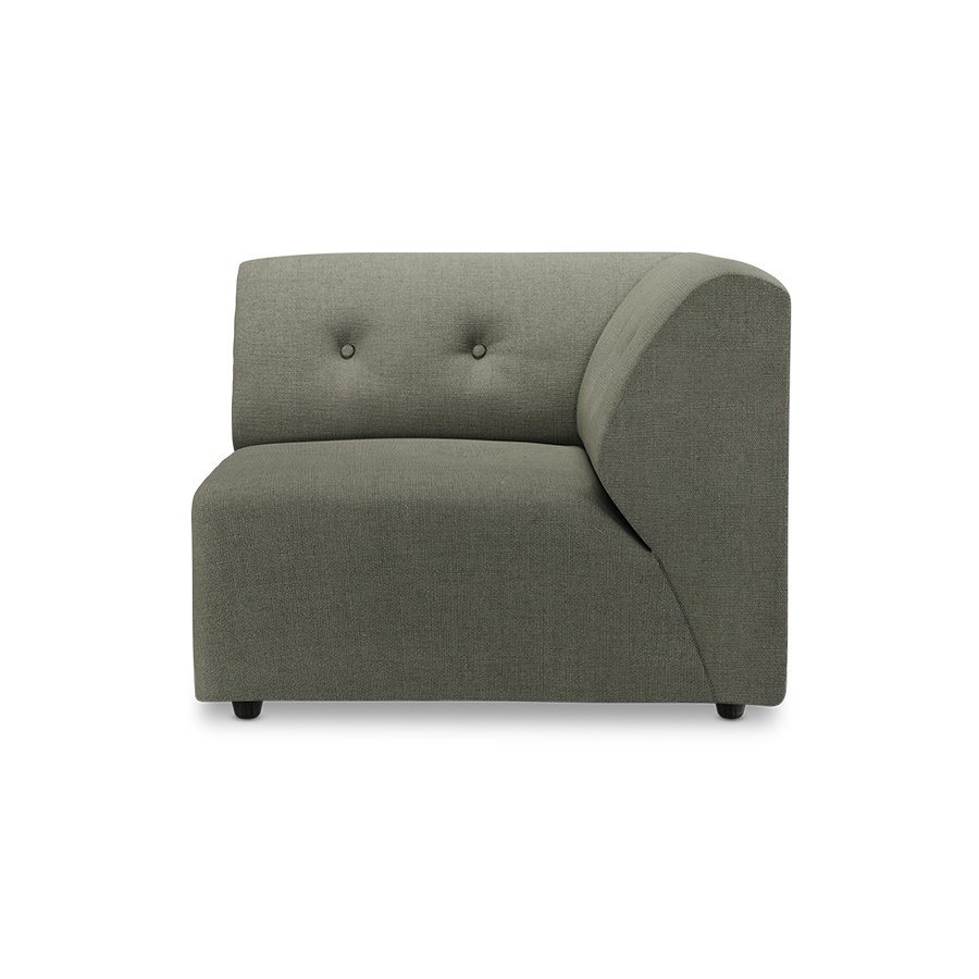 Vint couch: element right, linen, army green