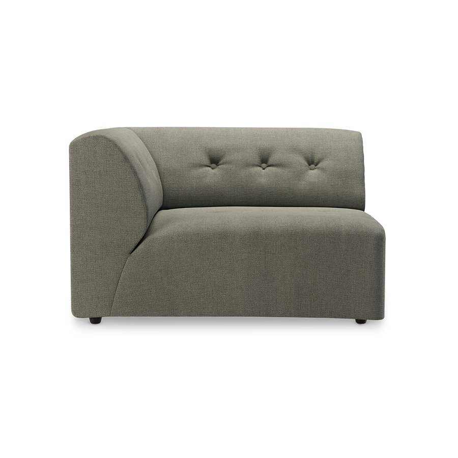 Vint couch: element left 1,5-seat, linen, army green