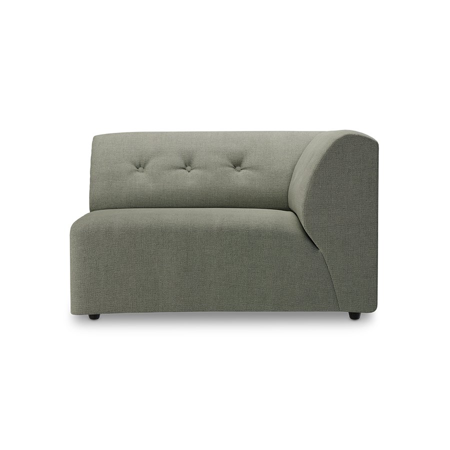 Vint couch: element right 1,5-seat, linen, army green