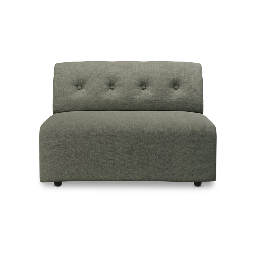 Vint couch: element middle 1,5-seat, linen, army green