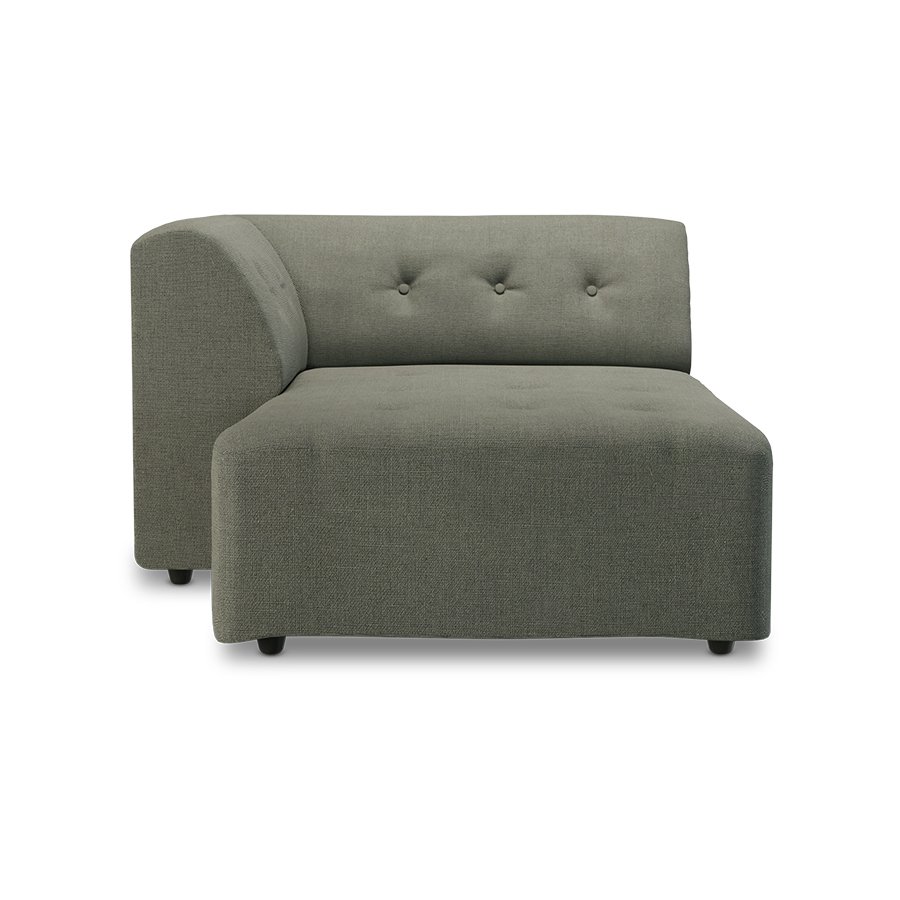 Vint couch: element left divan, linen, army green