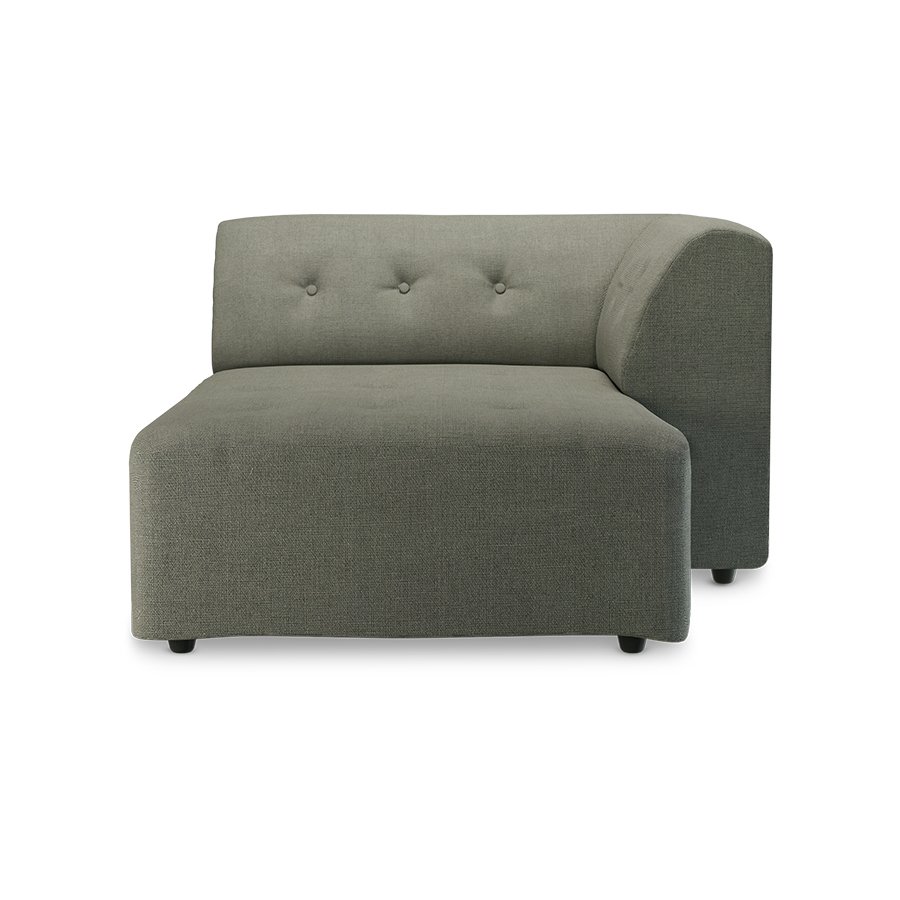 Vint couch: element right divan, linen, army green