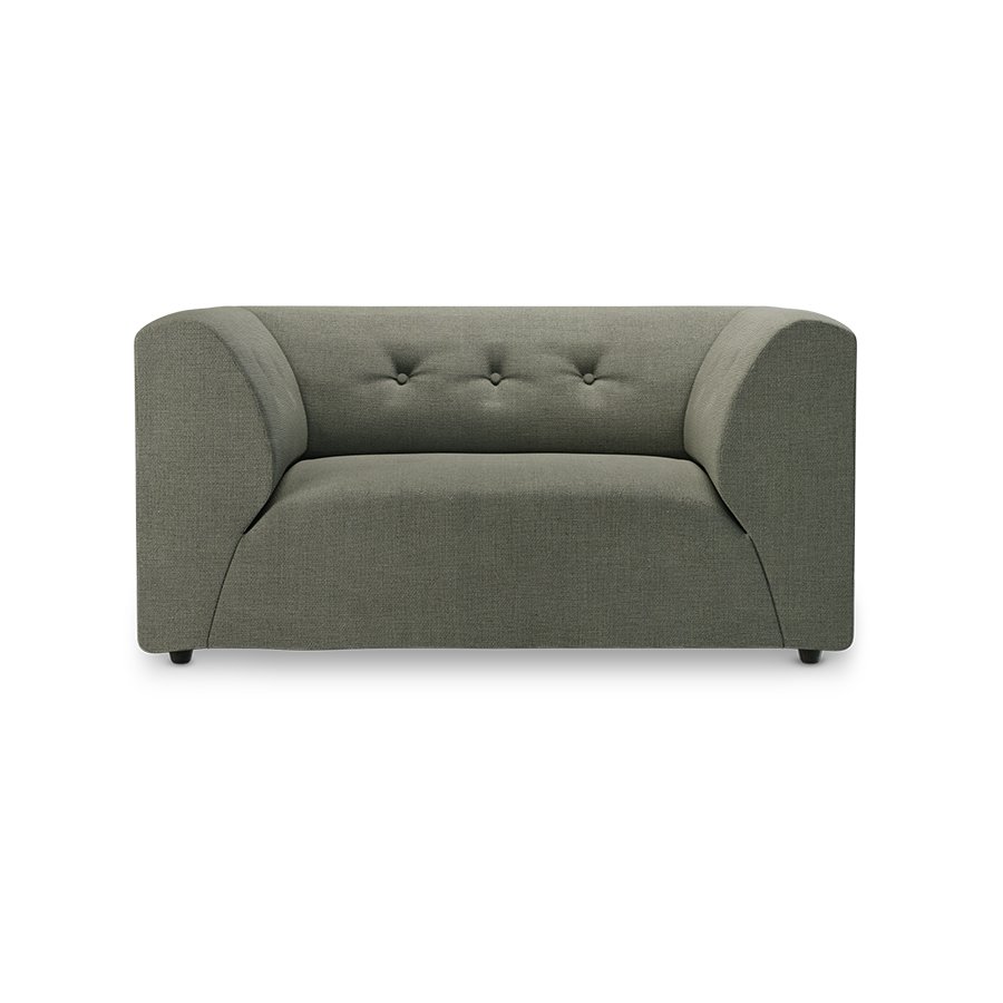 Vint couch: element loveseat, linen, army green