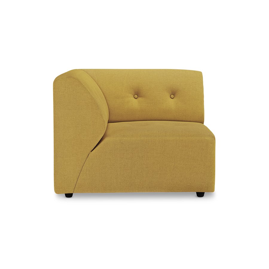Vint couch: element left, linen, burnt ochre