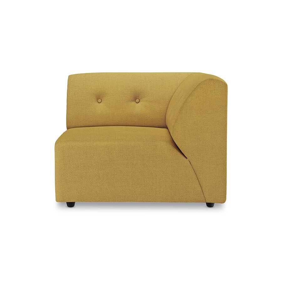 Vint couch: element right, linen, burnt ochre