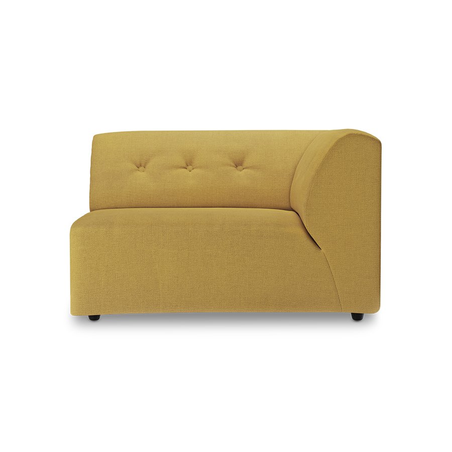 Vint couch: element right 1,5-seat, linen, burnt ochre
