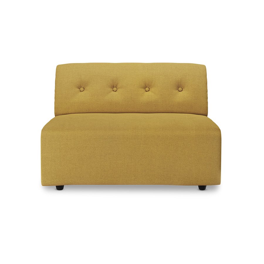 Vint couch: element middle 1,5-seat, linen, burnt ochre