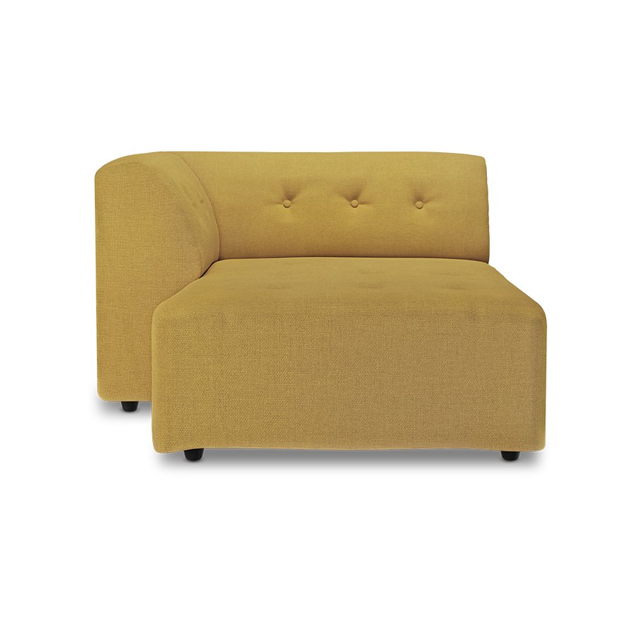 Vint couch: element left divan, linen, burnt ochre