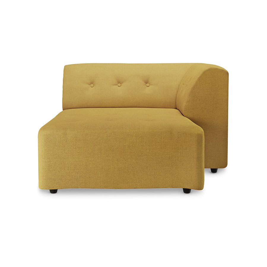 Vint couch: element right divan, linen, burnt ochre