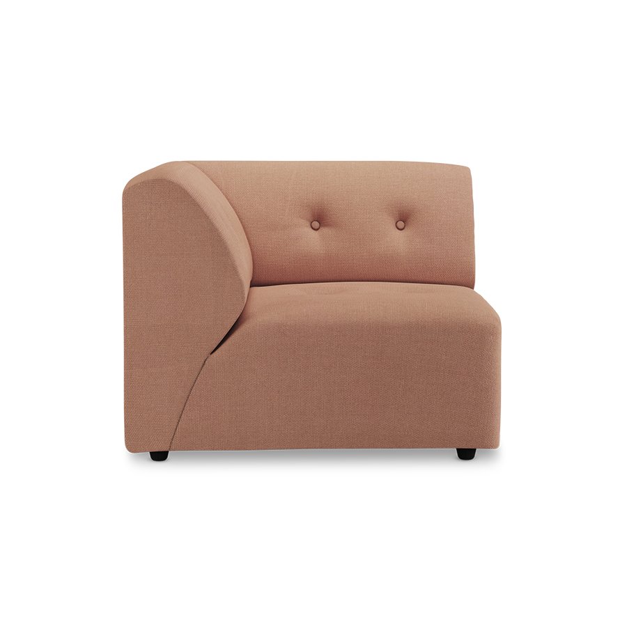 Vint couch: element left, linen, dusty rose