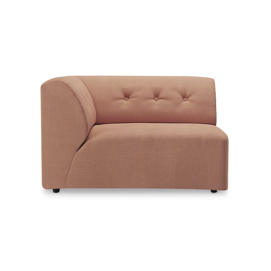 Vint couch: element left 1,5-seat, linen, dusty rose