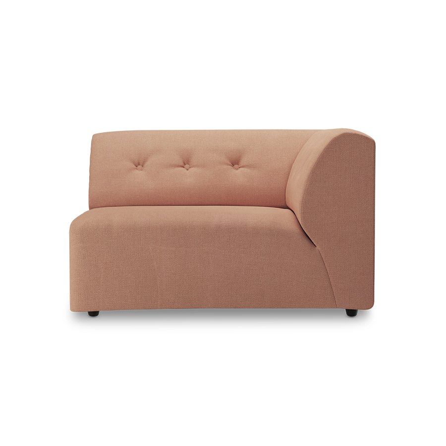 Vint couch: element right 1,5-seat, linen, dusty rose