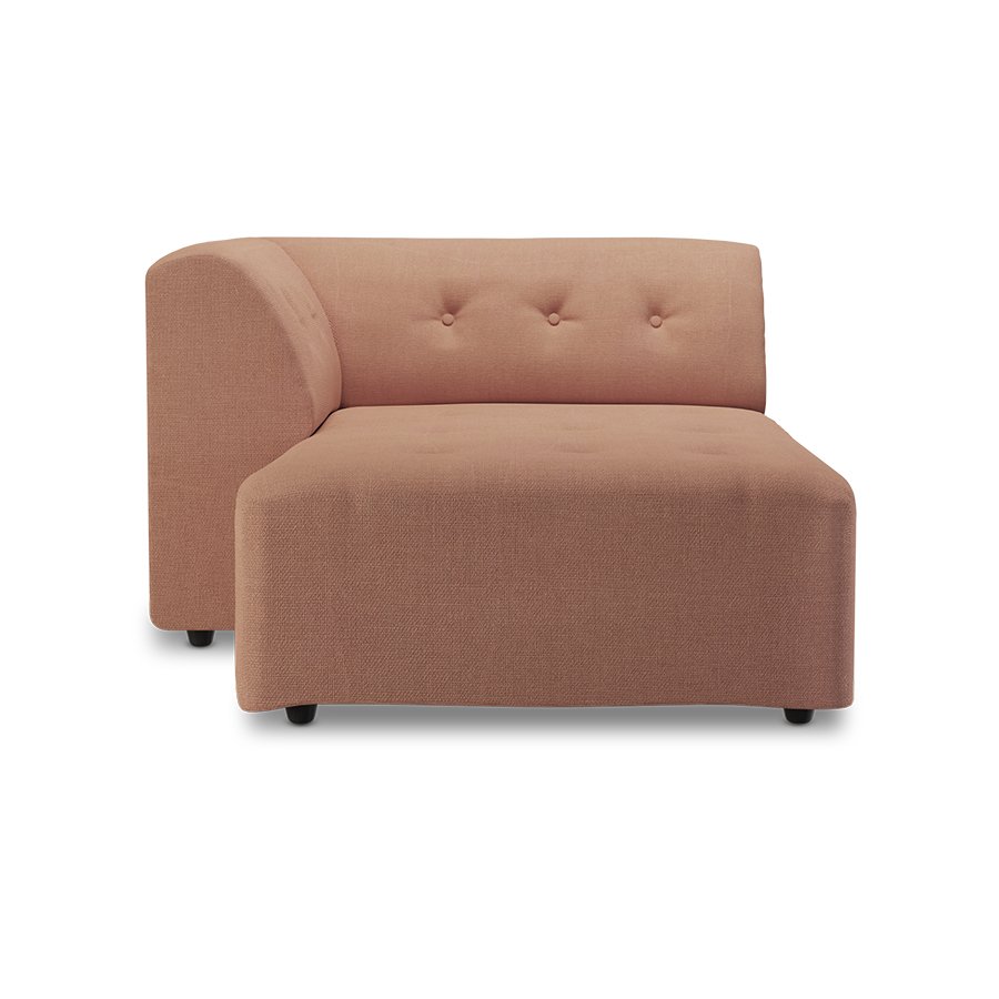 Vint couch: element left divan, linen, dusty rose