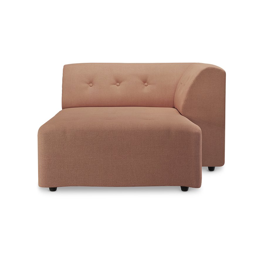 Vint couch: element right divan, linen, dusty rose