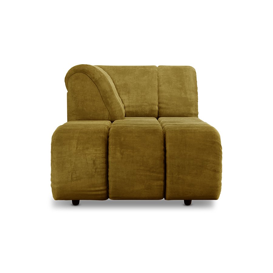 Wave couch: element left divan, royal velvet, olive