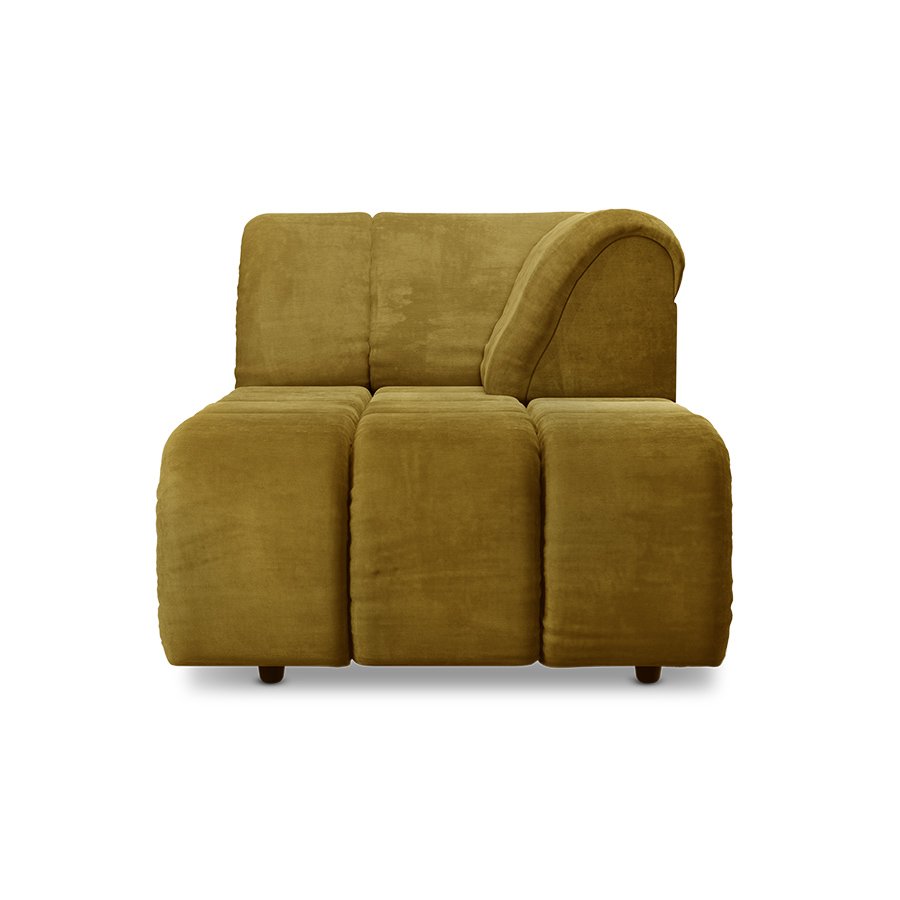 Wave couch: element right divan, royal velvet, olive