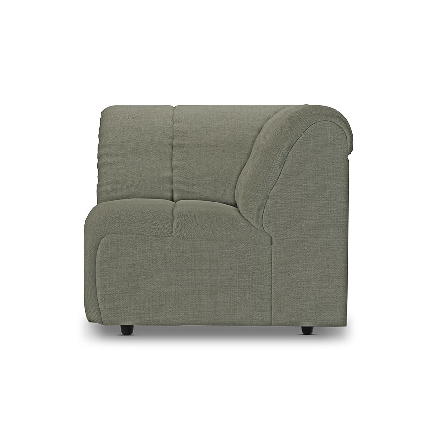 Wave couch: element corner, linen, army green