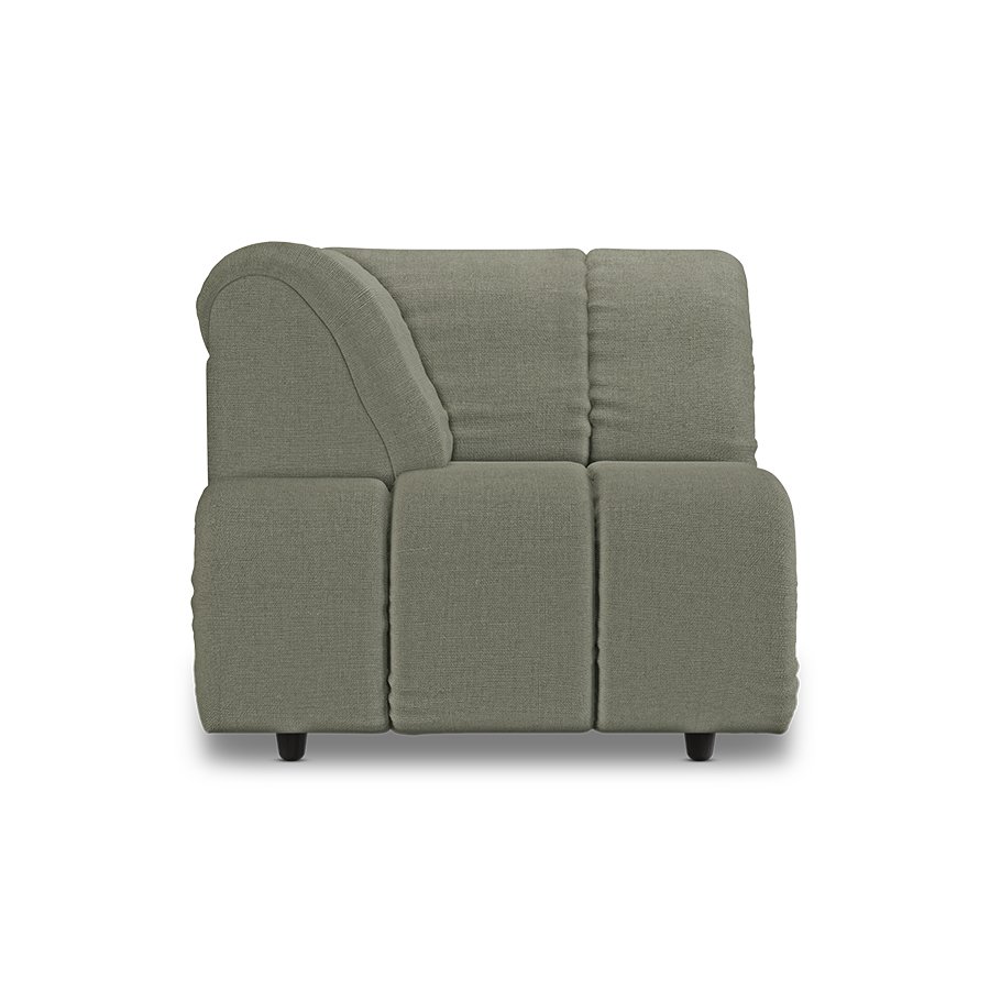 Wave couch: element left high arm, linen, army green
