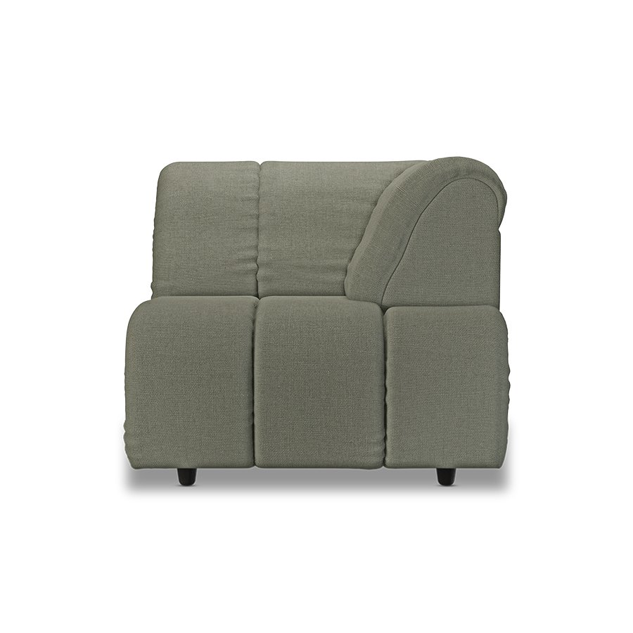 Wave couch: element right high arm, linen, army green