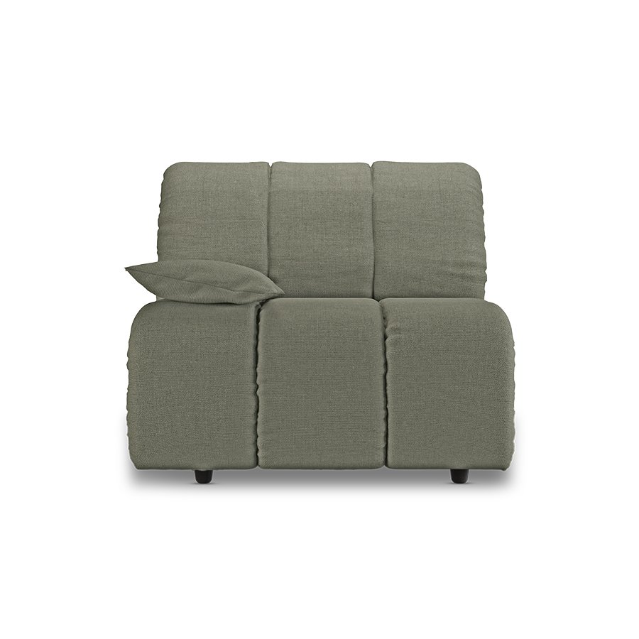 Wave couch: element left low arm, linen, army green