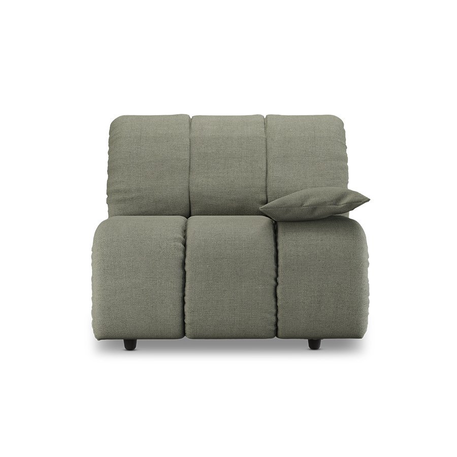 Wave couch: element right low arm, linen, army green