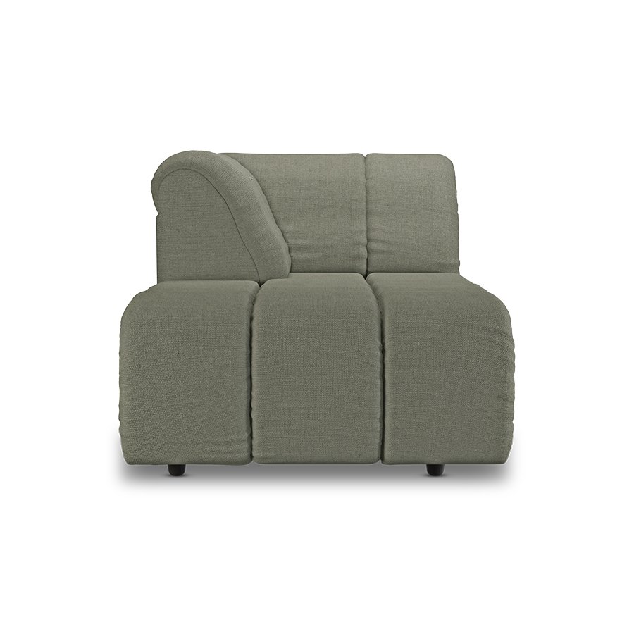 Wave couch: element left divan, linen, army green