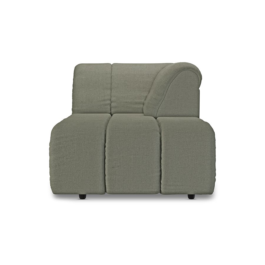 Wave couch: element right divan, linen, army green