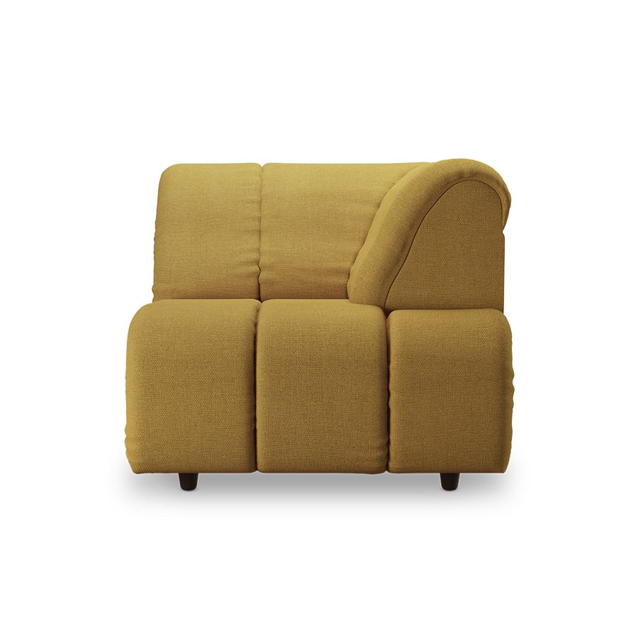 Wave couch: element right high arm, linen, burnt ochre