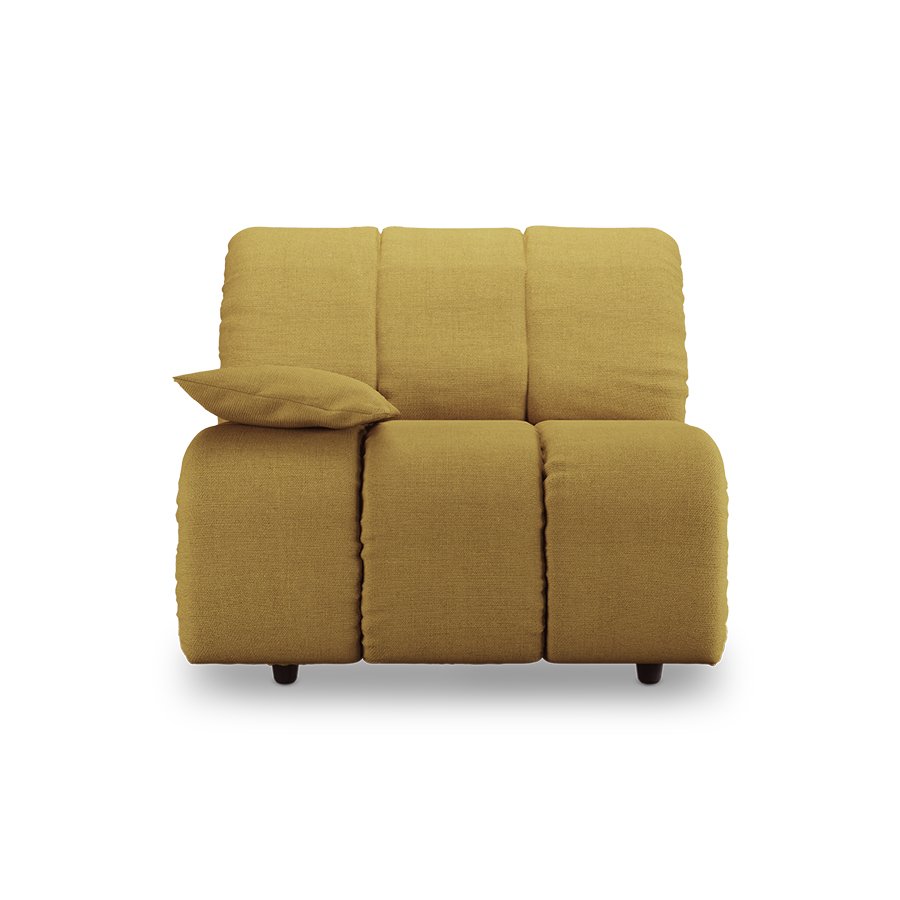 Wave couch: element left low arm, linen, burnt ochre