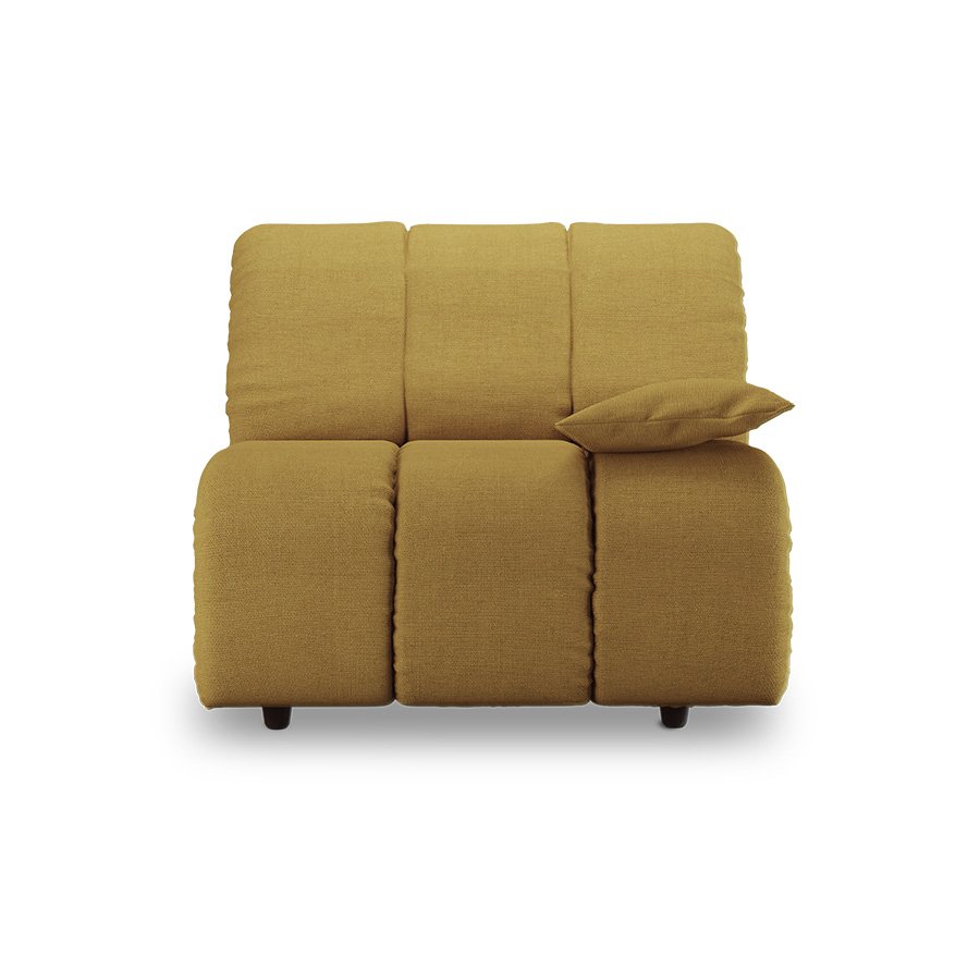 Wave couch: element right low arm, linen, burnt ochre