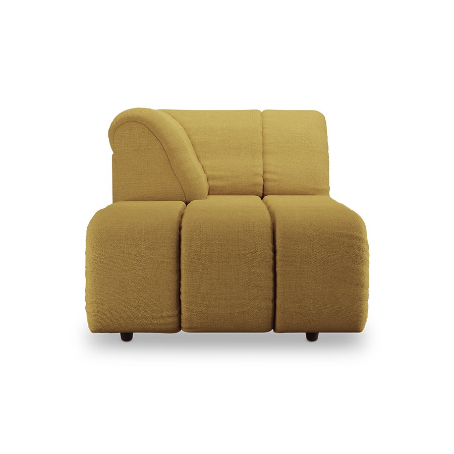 Wave couch: element left divan, linen, burnt ochre