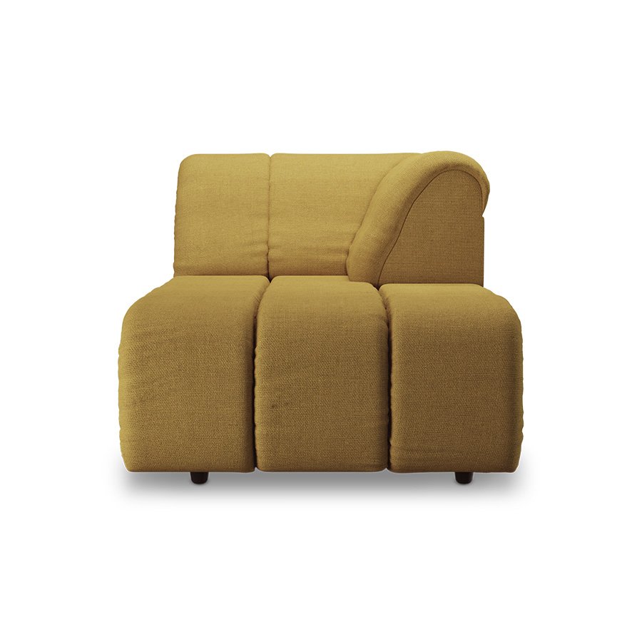 Wave couch: element right divan, linen, burnt ochre