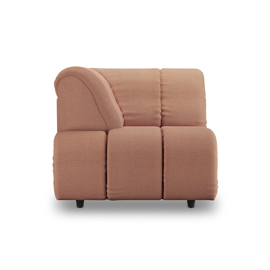 Wave couch: element left high arm, linen, dusty rose