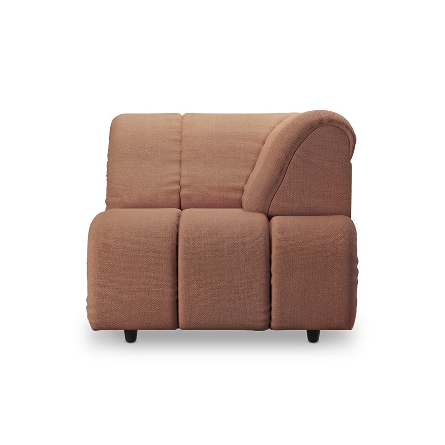 Wave couch: element right high arm, linen, dusty rose