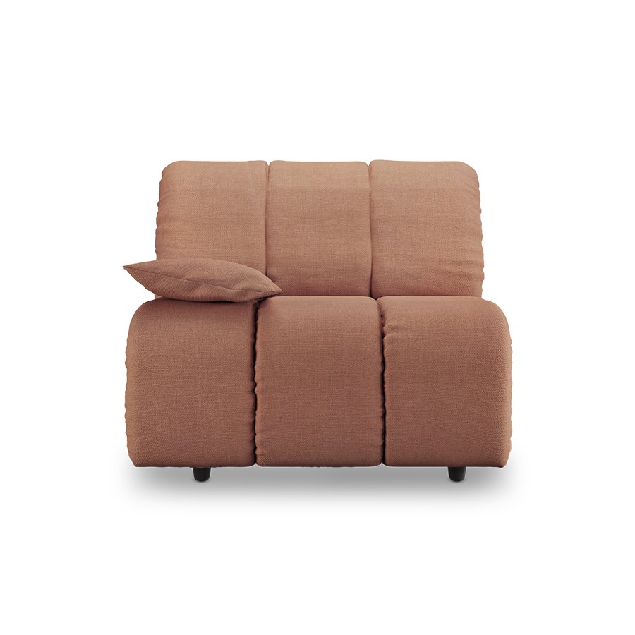 Wave couch: element left low arm, linen, dusty rose