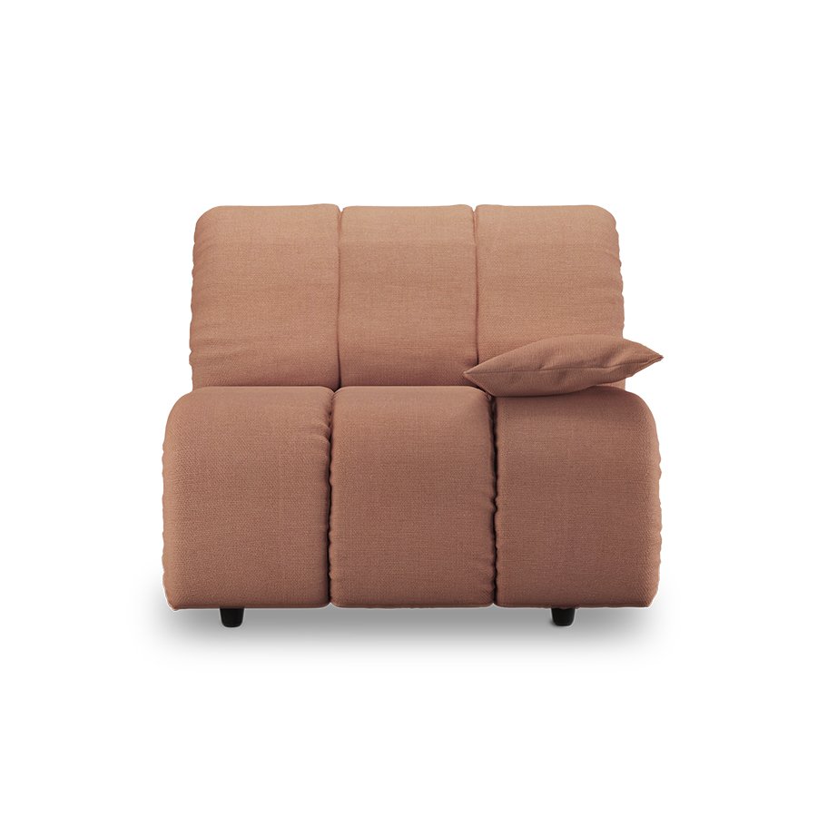 Wave couch: element right low arm, linen, dusty rose