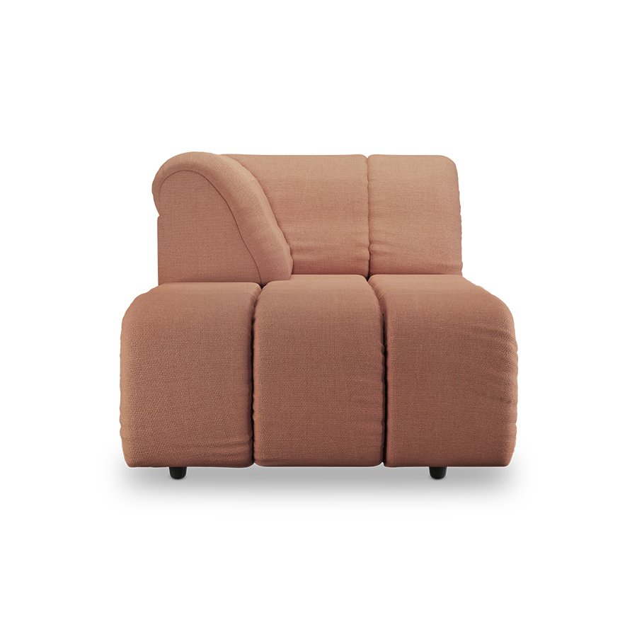 Wave couch: element left divan, linen, dusty rose