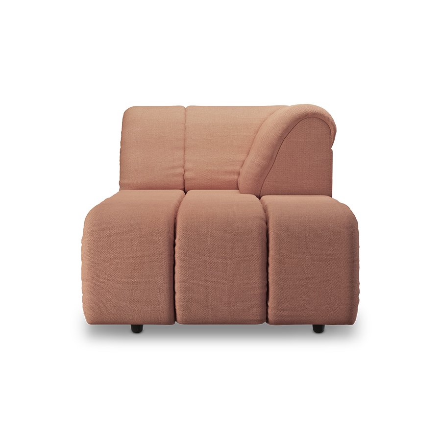 Wave couch: element right divan, linen, dusty rose