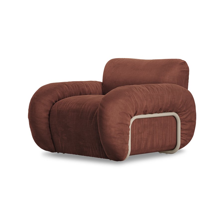Arc lounge fauteuil, frame sand, royal velvet, magnolia