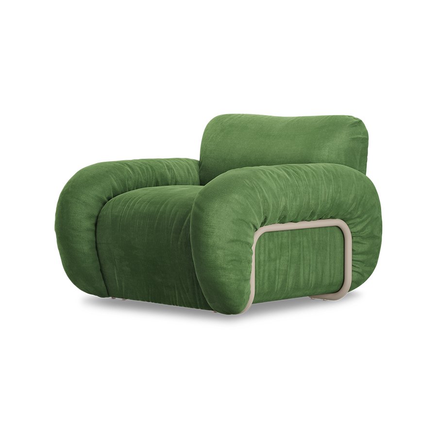 Arc lounge fauteuil, frame sand, royal velvet, green