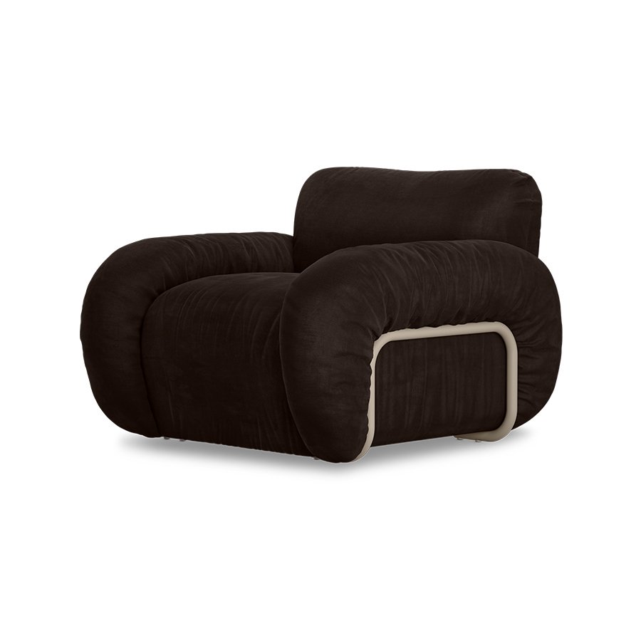 Arc lounge fauteuil, frame sand, royal velvet, espresso