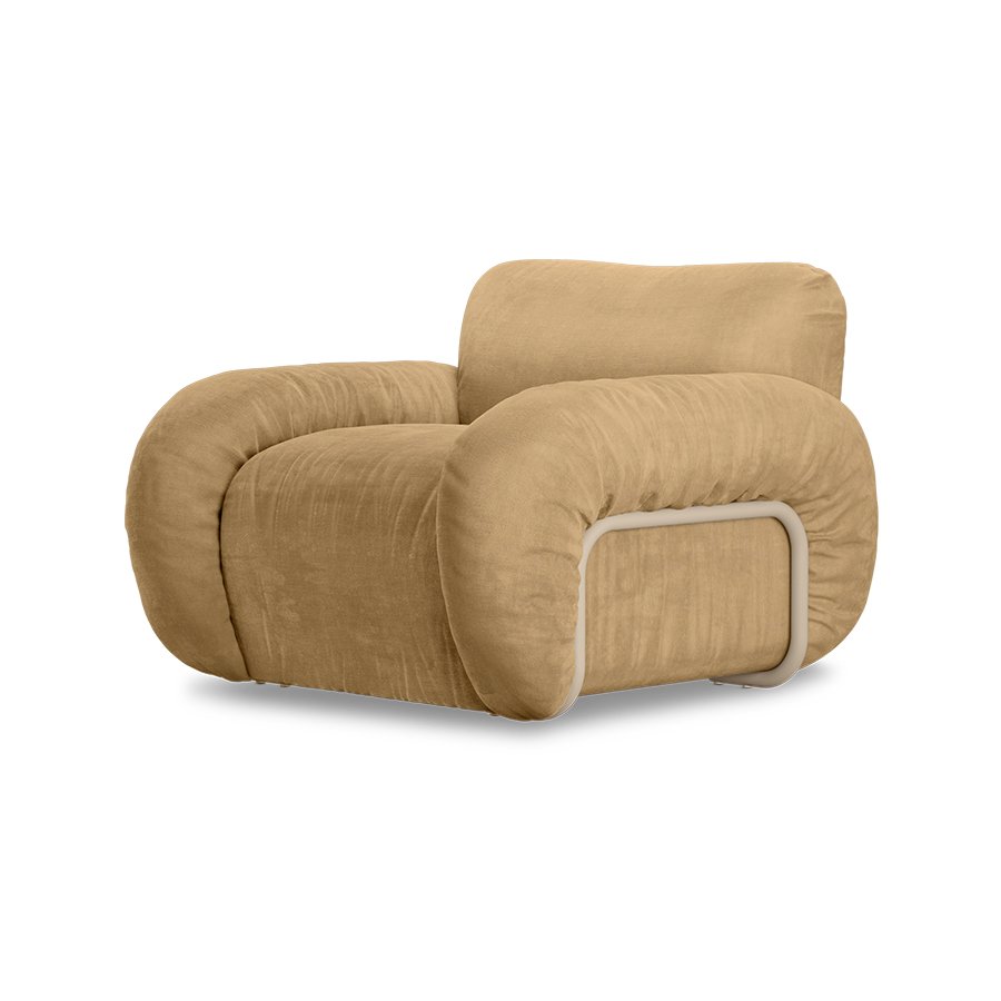 Arc lounge fauteuil, frame sand, royal velvet, cream