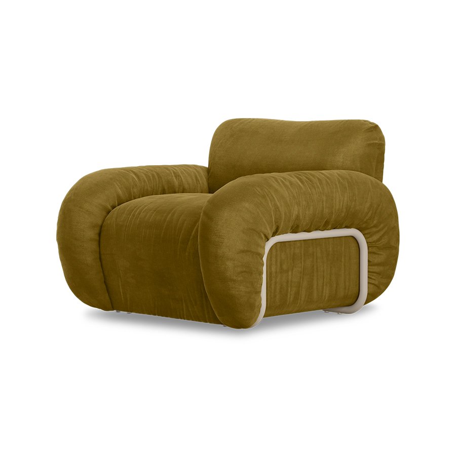 Arc lounge fauteuil, frame sand, royal velvet, olive